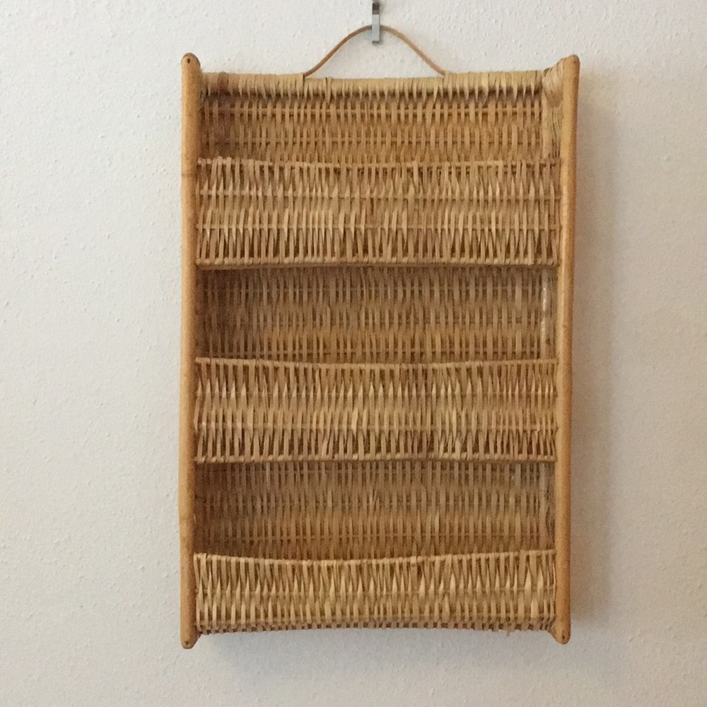 Wicker hanging wall shelf boho vintage rattan